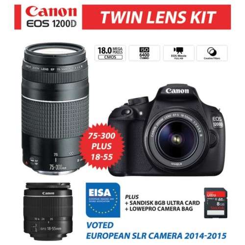 Canon Twin Lens EOS 1200D DSLR Body, with EFS 18-55mm Lens and Canon EF 75-300mm Lens