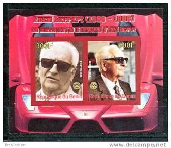 Benin 2008 Enzo Ferrari Racing Car Sports F1 Formula I Famous People Transport Stamps imperforated
