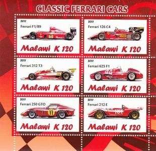 Malawi 2011 Classic Ferrari Racing Car Transport Sports F1 Stamps MNH Rare