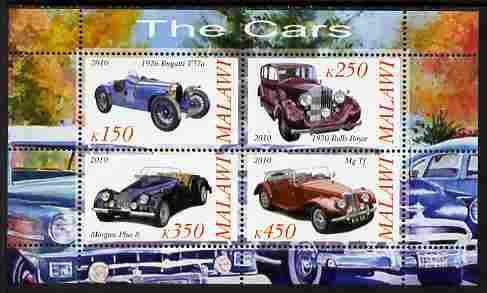 Malawi 2010 Cars Motoring Transport Bugatti Rolls Royce MG & Morgan MNH S/S Stamps (2)