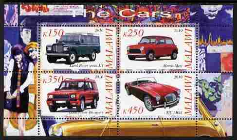 Malawi 2010 Cars Motoring Transport Land Rover Morris Mini & MG MNH S/S Stamps (3)
