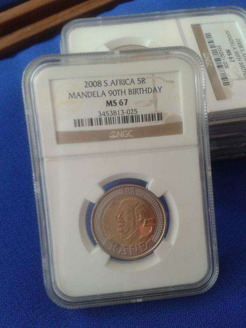 90th B/day MS 67 NGC slabbed coins in number order