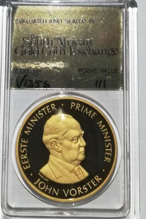 1 OZ FINE GOLD JOHN VORSTER 30TH ANNIVERSARY OF THE NATIONAL PARTY