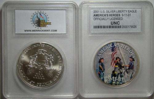 One TROY ounce silver eagle Commemorating Americas heroes of  9/11 !!!!!