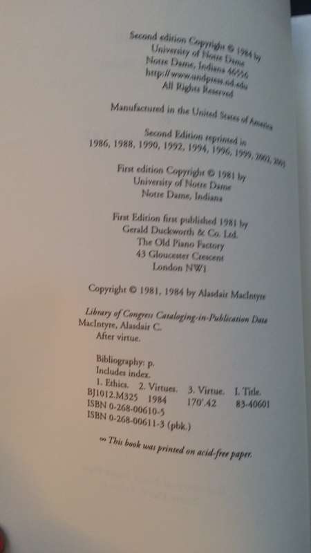 BOOKS After Virtue - Alasdair Mac Intyre