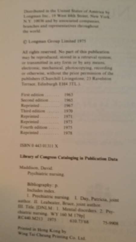 BOOKS - Psychiatric Nursing - Madison , Day and Leabeater