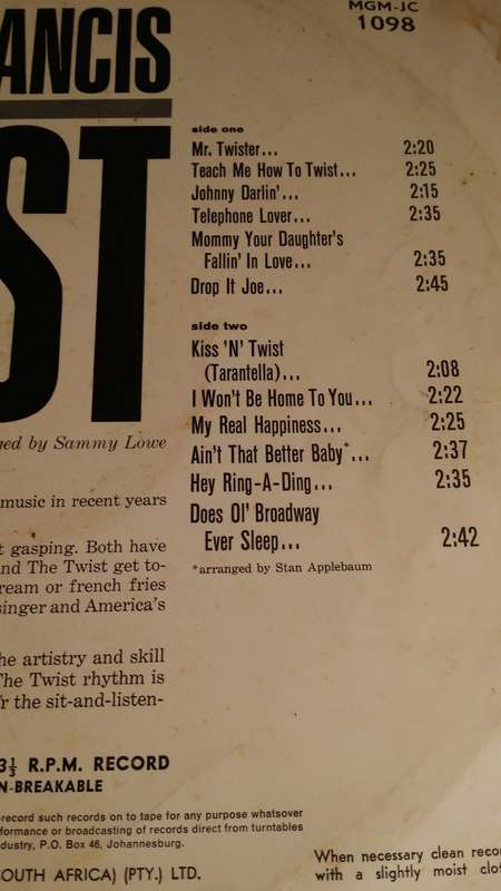 LP Vinyl Records -  Connie Francis - Twist