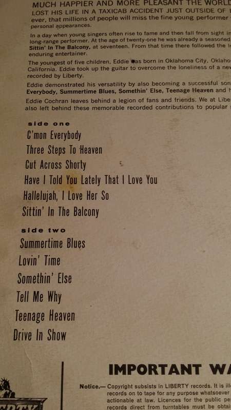 LP Vinyl Records - Eddie Cochran