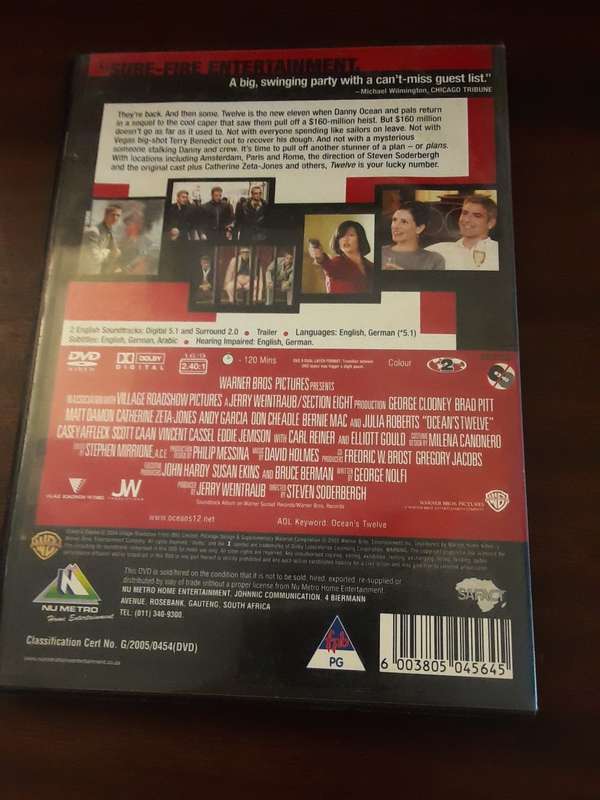 DVD Movie -   Ocean`s Twelve , excellent condition