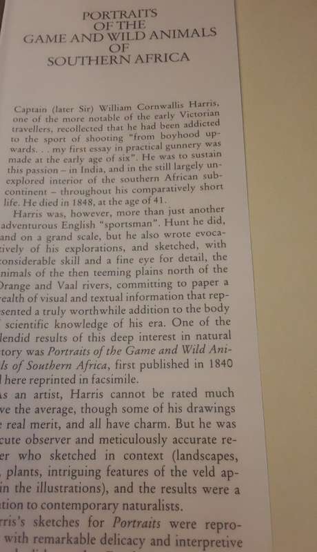 Books :    Portraits of the Game and Wild Animals of Southern Africa  1840