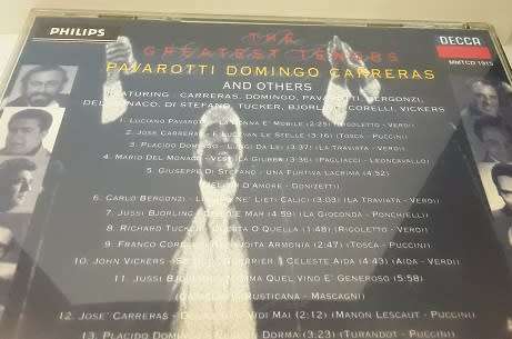 CD music - The Greatest Tenors , Pavarotti , Domingo , Carreras