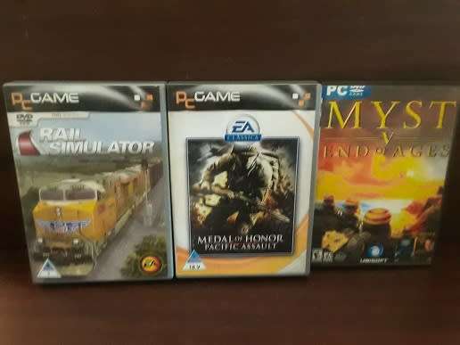 PC Games - Three games , Metal of Honor ,Rail Simulator , Myst v End of  Ages