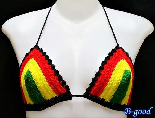 100% Handmade Crochet Ties Rasta Top Bikini Size S