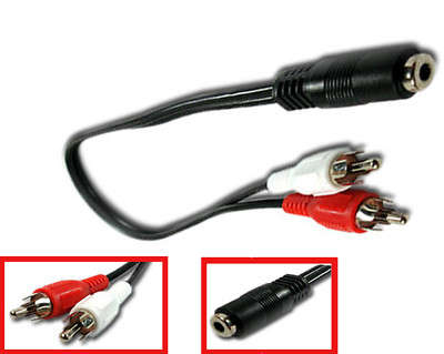 Stereo Female Jack 2 Male RCA Adapter, 3.5mm 1/8