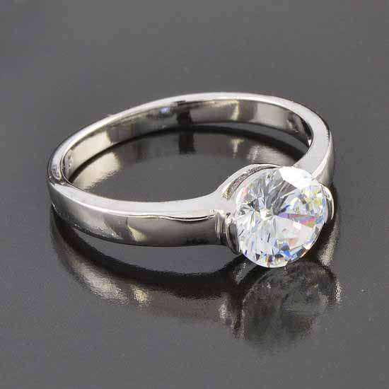 Gorgeous! 9ct WGF Round Cubic Zirconia Ladies Ring, Size 7 (NOT Gold Plated)