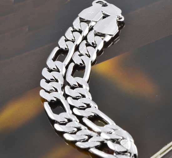 HOT SALE! 9ct White Gold Filled Mens / Womens Bracelet - 10mm x 260mm (NOT Gold plated)