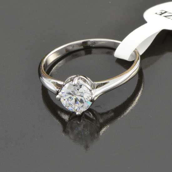 9ct WGF - Cubic Zirconia Ladies Ring - Size 6 (Not Gold Plated)