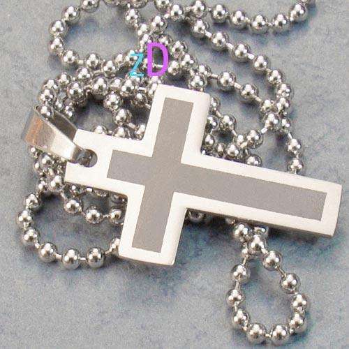 HOT! Mens Stainless Steel Cross Pendant & Necklace