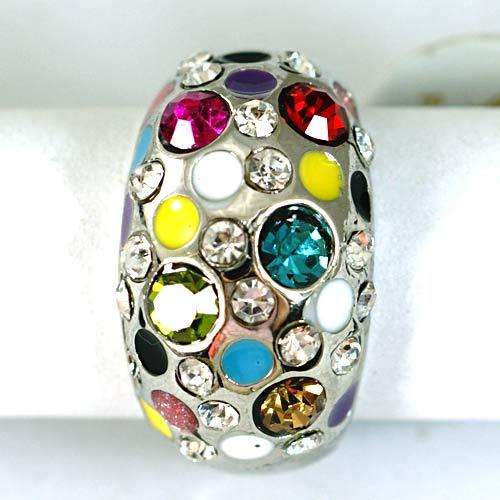 Womens Handmade Elegant Curve 18ct White GP With CZ Stones Inlaid Cooktail Ring Size 9