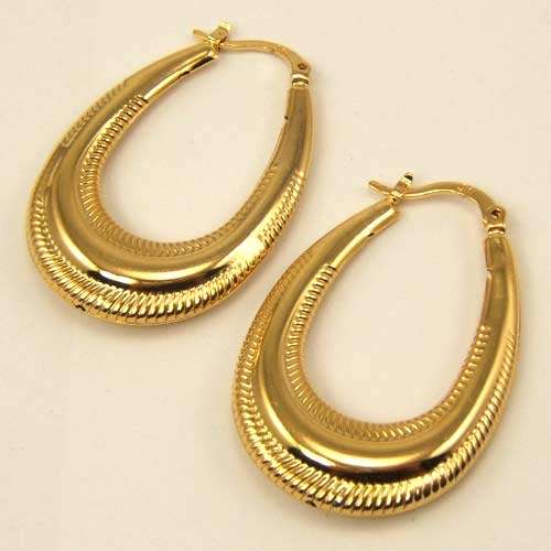 Twinkling 18ct GP Hoop Earrings Dangler Earbob Style