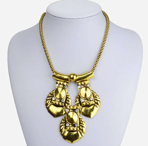 Huge Vintage 18ct GP Nickel Free Rhinestone Crystal Pendant & Chain