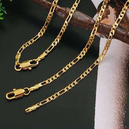 HOT SALE! 9ct GF Bracelet - 4mm x 220mm & Chain - 4mm x 605mm Chain Set (Not Gold Plated)