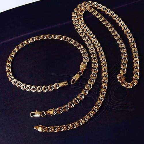 HOT SALE! 9ct GF Bracelet: 5mm x 220mm & Chain: 5mm x 490mm Chain Set (Not Gold Plated)