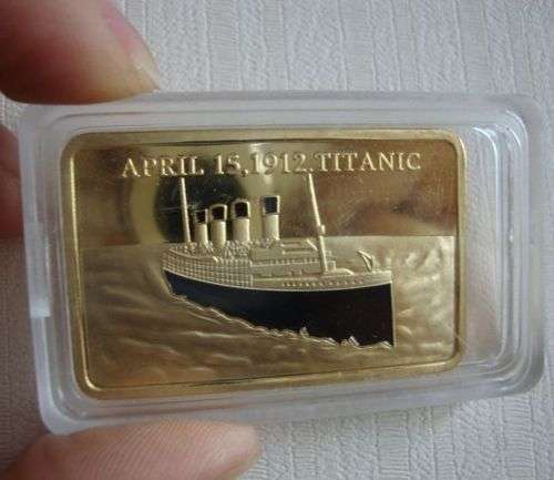 1912 RMS TITANIC 100 YR ANNIVERSARY 1 OZ .999 PURE GOLD LAYERED BULLION BAR
