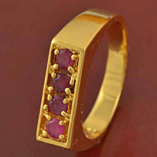 Attractive! 9ct GF Red Ruby Unisex Ring, Size 6.5