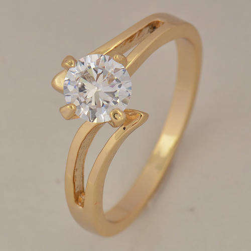 9ct GF Engagement Ring With Clear Crystal Size 7 (Not Gold Plated)