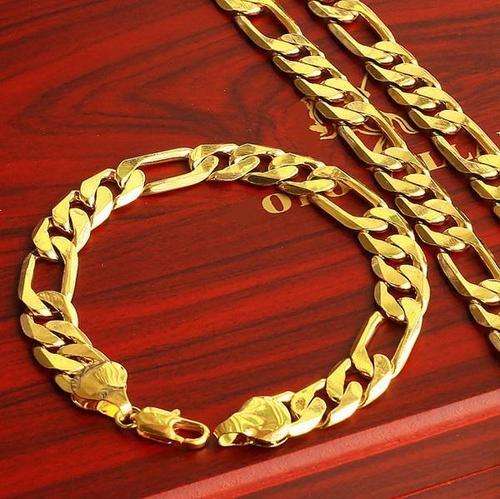 Promotion Sale! 23.6 inch 9ct GF Men's Bracelet (10mm x 215mm) & Chain (10mm x 600mm) Chain Set