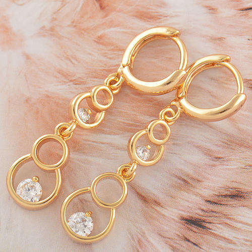 Beautiful! 9ct GF Top CZ Dangle Earrings (NOT Gold Plated)