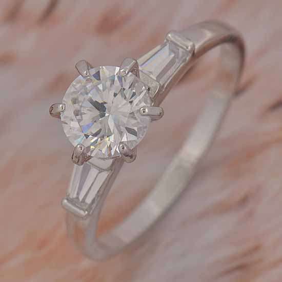 Shiny 9ct WGF with Top CZ Wedding Engagement Ring, Size 7 (NOT Gold Plated)