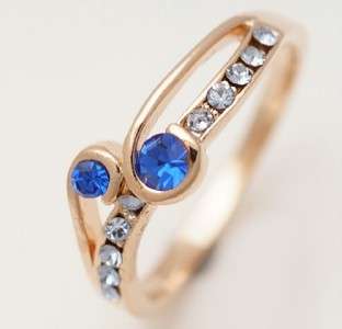 Gorgeous! 9ct GF with Blue Topaz Sapphire Stones Ring - Size 7.5 (NOT Gold Plated)