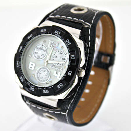 Unisex Stylish Quartz Wirstwatch With Black Strap & Buckle