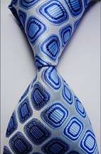 Blue 100% Silk WOVEN JACQUARD Mens Tie