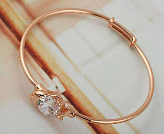 9ct Rose GF with CZ Stone Baby Toddler Bracelet (NOT Gold Plated)