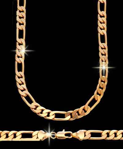 STUNNING! 9ct Solid GOLD FILLED Figaro Chain - 8mm x 600mm (NOT Gold Plated)