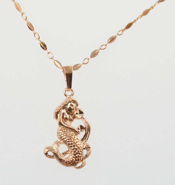 STUNNING! 14ct Rose Gold Filled Charming Mermaid Pendant & Necklace (Not Gold Plated)