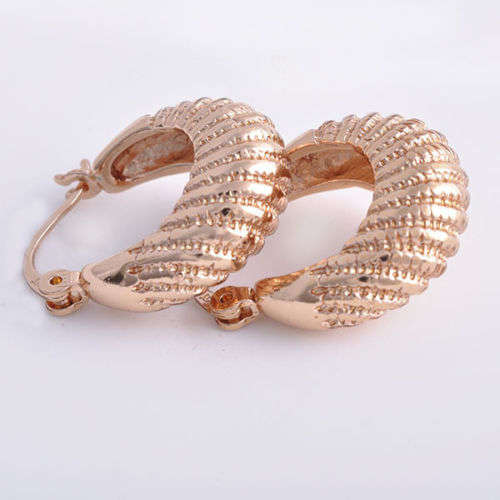 Beautiful! 9ct Rose Gold Filled Caterpillar Hoop Earrings (NOT Gold Plated)