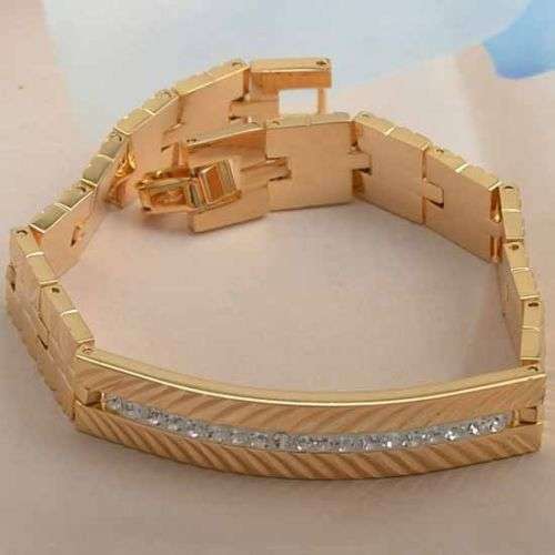 HOT! 9ct Gold Filled Bracelet - 10mm x 200mm With Cubic Zirconia Stones (NOT Fusion Or Plated)!
