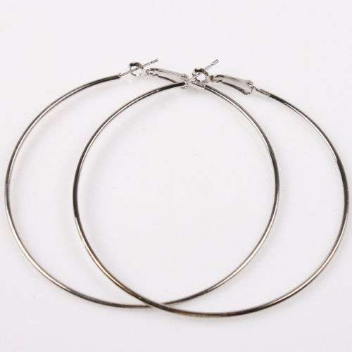 BEAUTIFUL! Silver Plated Hoop Earrings 70mm x 1.5mm