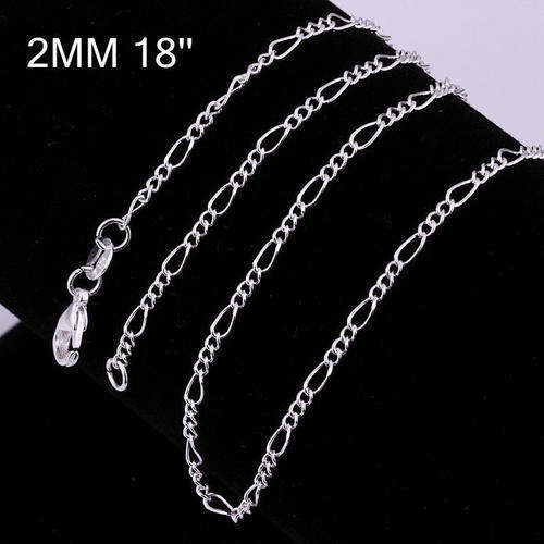 Beautiful Ladies! Sterling Silver 925 Stamped Figaro Chain - 2mm x 457mm