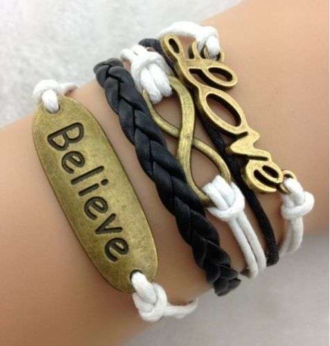 HOT! New Infinity Love Believe Friendship Charm Bracelet