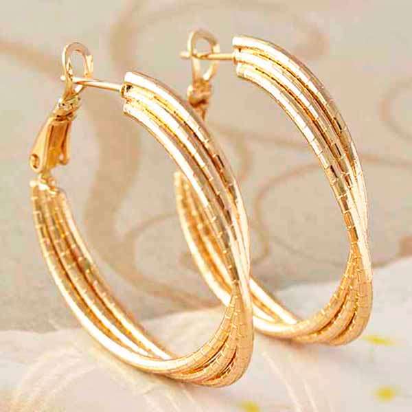ELEGANT! 9ct Gold Filled Twisted 3-Circle Hoop Earrings 30mm x 3mm (NOT Fusion Or Plated)!