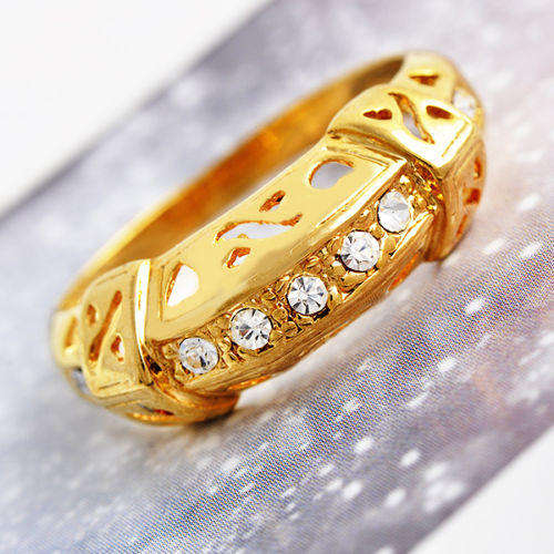 UNIQUE! 9ct GOLD FILLED Ring With Cubic Zirconia Stones - Size S (NOT Fusion Or Plated)!