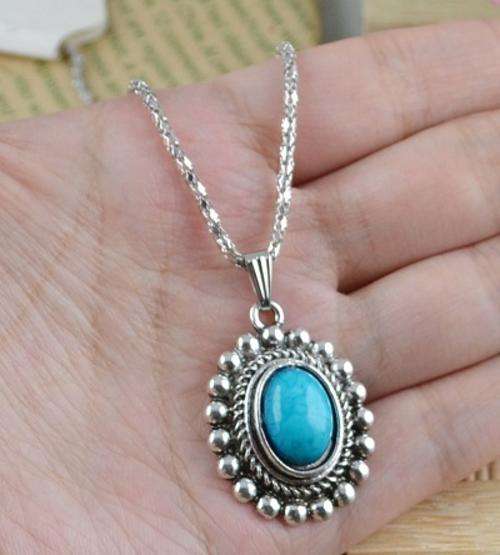 Classical Natural Resin Silver Tibet Necklace & Pendant