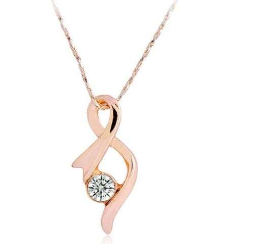 ELEGANT! 9ct Rose Gold Filled Chain & Pendant With Cubic Zirconia Stone  (NOT Fusion Or Plated)!