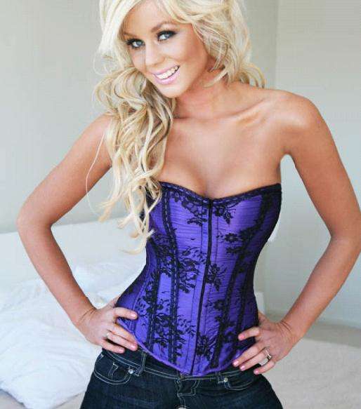 Sexy purple and black lace corset