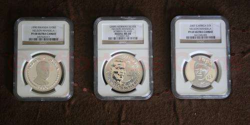 Special MANDELA Coin Set! 3x special Silver Mandela Coins! PF68, MS68, PF69! Don't miss out!